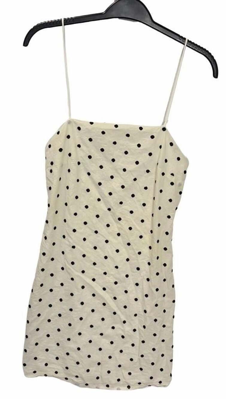 Mi Ami Dress Size S White Black Polka Dot Mini Cami Square Neck Preppy